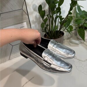 Andrea Metallic Silver Loafers